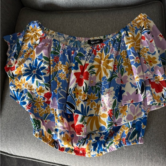 Sugarlips Tops - NWT Sugarlips Multicolor Ruffle One-Shoulder Crop Top